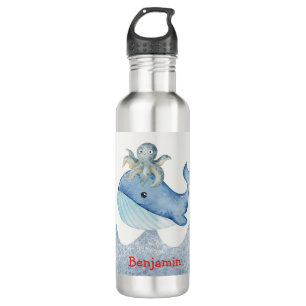 Cute rainbow octopus Whale fish Birthday party Stainless Steel Water Bottle