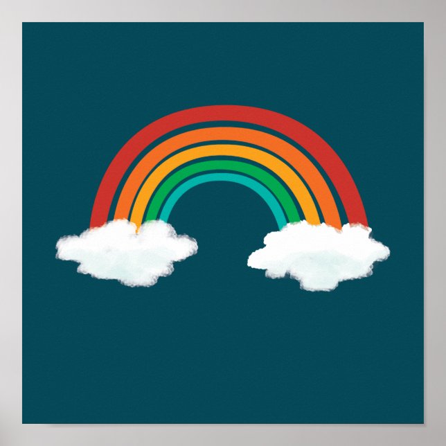 Cute Rainbow On Clouds Pattern - Summer Gifts Poster (Front)