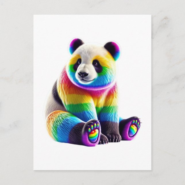 Cute Rainbow Panda Holiday Postcard (Front)