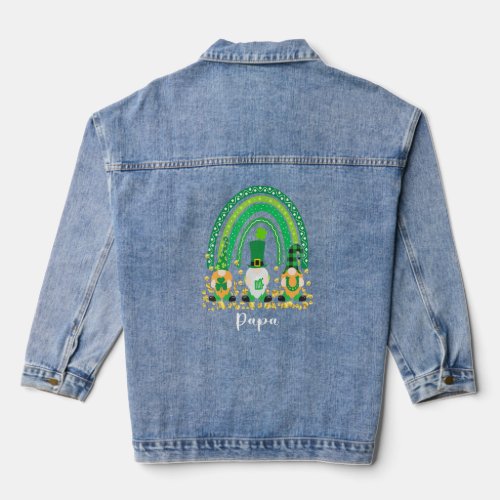 Cute Rainbow Papa Gnome St Patricks Day Matching F Denim Jacket