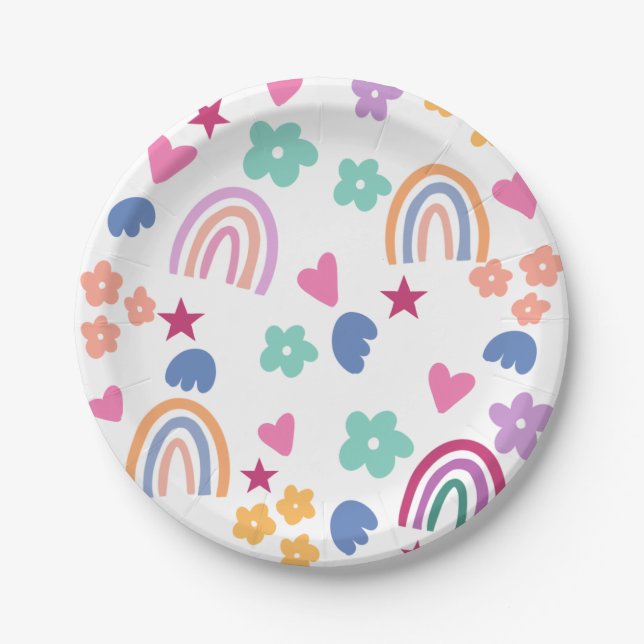 Cute Rainbow Paper Plates (Front)
