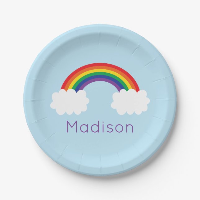 Cute Rainbow Party Paper Plates (Front)