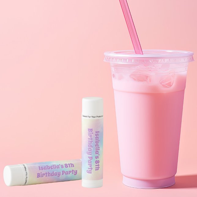 Cute Rainbow Pastel Sparkle Custom Birthday Party Lip Balm (Creator Uploaded)