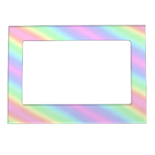 Cute Rainbow Pastel Sripes Pattern Magnetic Frame