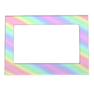 Cute Rainbow Pastel Sripes Pattern Magnetic Frame