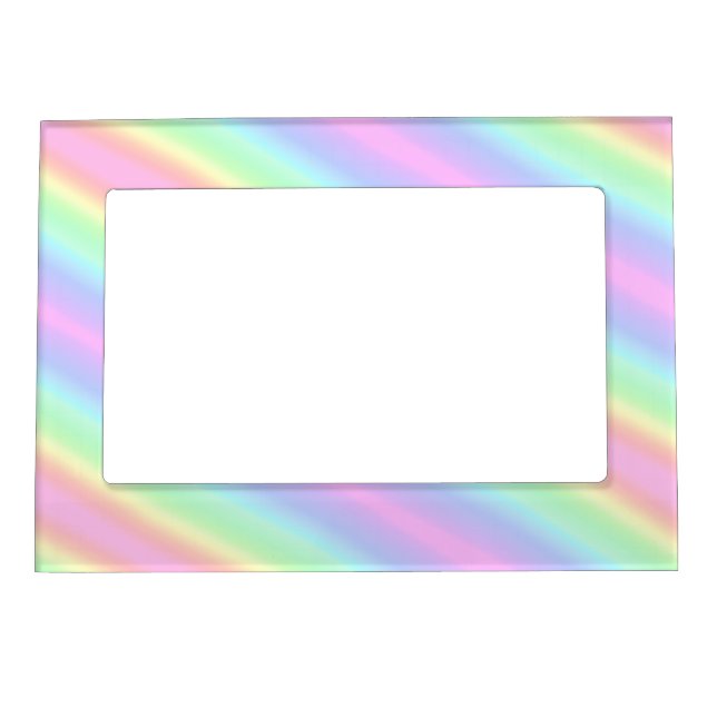 Cute Rainbow Pastel Sripes Pattern Magnetic Frame (Front)