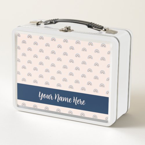 Cute Rainbow Pattern Back to School Personalized Metal Lunch Box