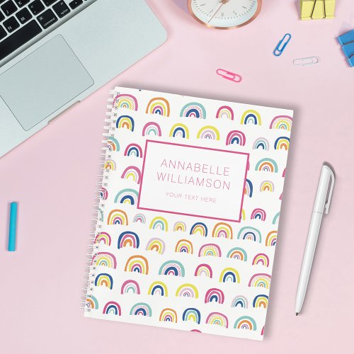 Cute rainbow pattern custom name notebook