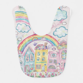 Cute Rainbow Pattern Personalized Baby Bib