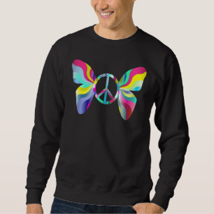 Cute Rainbow Peace Sign Butterfly Aesthetic Sweatshirt