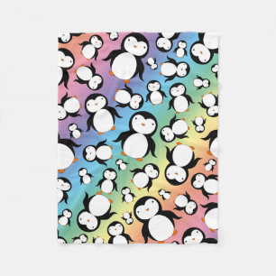 Cute rainbow penguin pattern fleece blanket