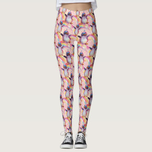 Cute Rainbow Penguins and Stars Pattern Leggings