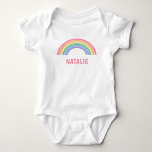 Cute Rainbow Personalized Name Baby Bodysuit