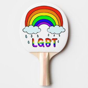 Cute Rainbow Ping Pong Paddle Cute Doodle LGBTQ