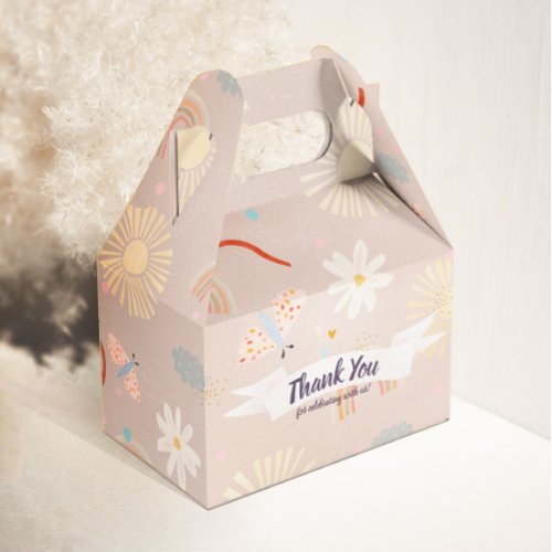 Cute Rainbow Pink Birthday Favor Box