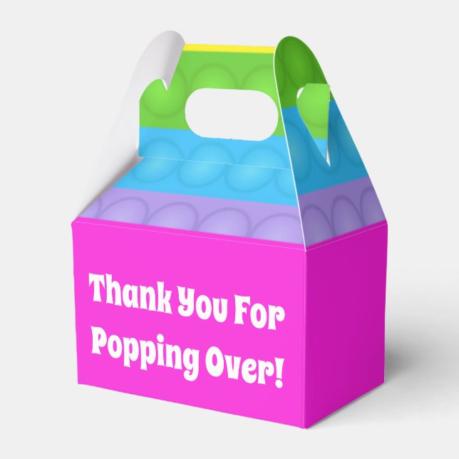 Cute Rainbow Pink Pop It Fidget Toy  Favor Boxes (Front Side)