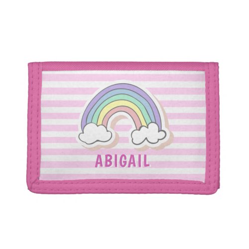 Cute Rainbow _ Pink Striped Kids  Trifold Wallet