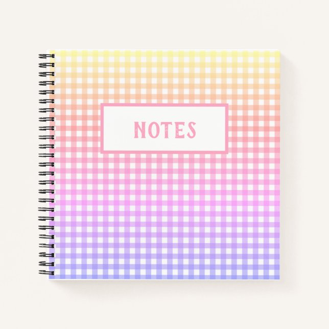 Cute Rainbow Plaid Everyday Notebook (Front)