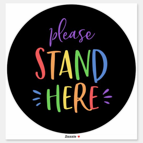 Cute Rainbow Please Stand Here Large Floor Marker Sticker
