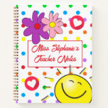 Cute Rainbow Polka Dot Sunshine And Hearts Teacher Notebook