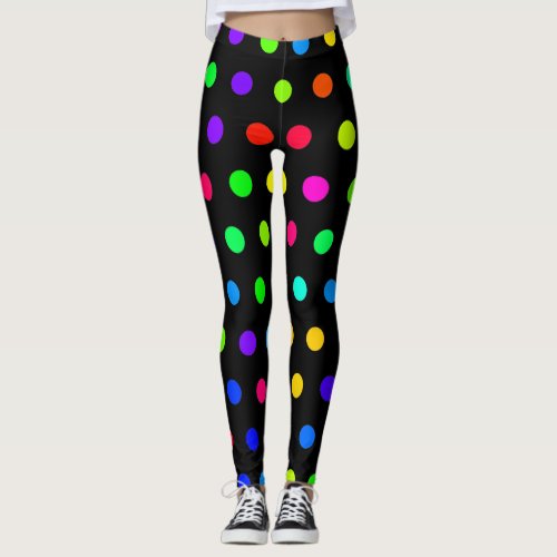 Cute Rainbow Polka Dots Pattern Leggings