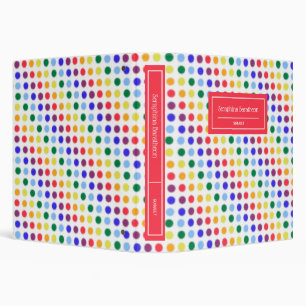 Cute Rainbow Polka-Dots Personalized 3 Ring Binder
