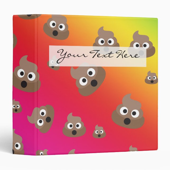Cute Rainbow Poop Emoji Pattern 3 Ring Binder (Front/Spine)
