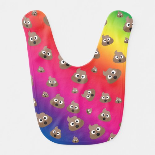Cute Rainbow Poop Emoji Pattern Baby Bib