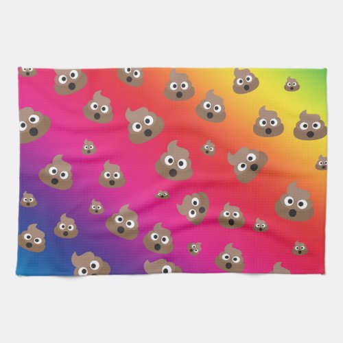 Cute Rainbow Poop Emoji Pattern Kitchen Towel