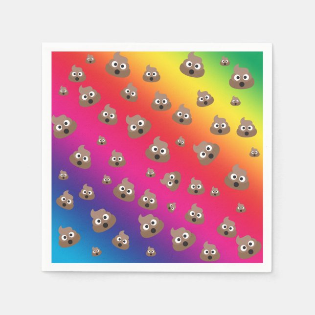 Cute Rainbow Poop Emoji Pattern Paper Napkins (Front)