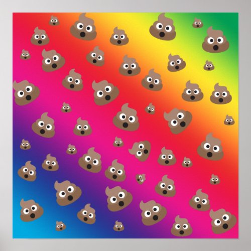 Cute Rainbow Poop Emoji Pattern Poster