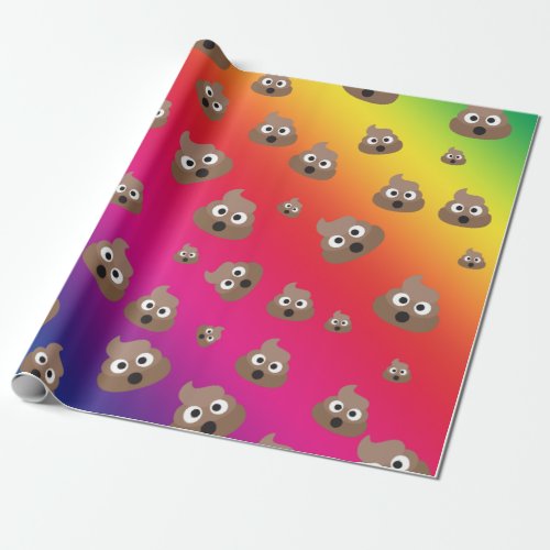 Cute Rainbow Poop Emoji Pattern Wrapping Paper