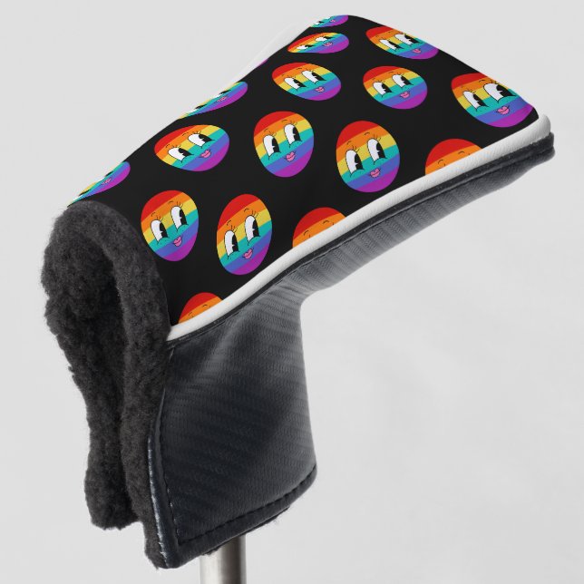 Cute Rainbow Pride Face  – Colorful LGBTQ Golf Head Cover (3/4 Front)