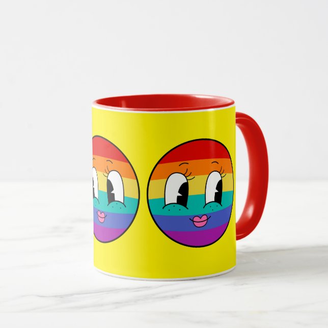 Cute Rainbow Pride Face Mug – Colorful LGBTQ (Front Right)