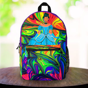 Cute Rainbow Princess Girl Trendy Back-to-School Printed Backpack