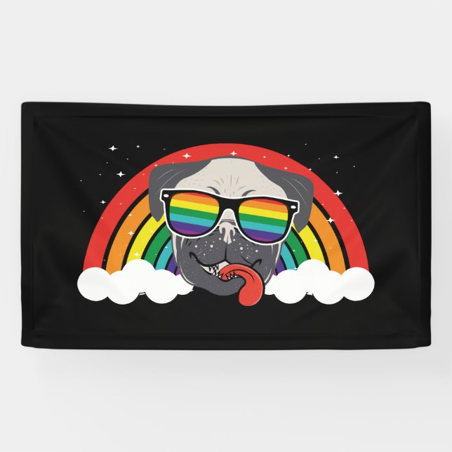 Cute Rainbow Pug Banner (Horizontal)