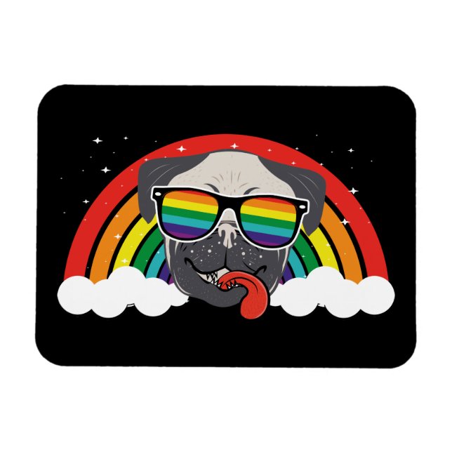Cute Rainbow Pug Magnet (Horizontal)