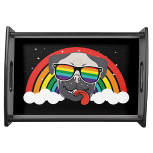 Cute Rainbow Pug Serving Tray