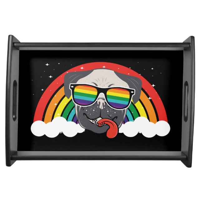 Cute Rainbow Pug Serving Tray (Front)