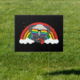 Cute Rainbow Pug Sign