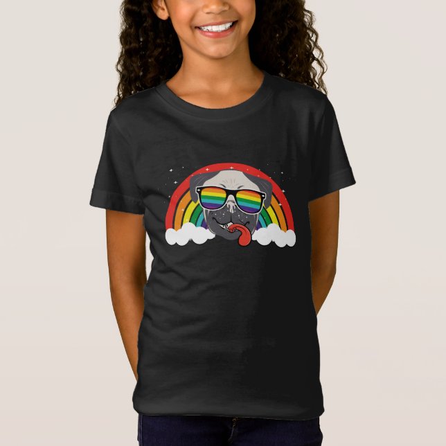 Cute Rainbow Pug T-Shirt (Front)