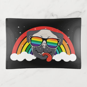 Cute Rainbow Pug Trinket Tray