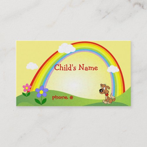 Cute Rainbow &amp; Puppy Children's Calling Card Business Cards
