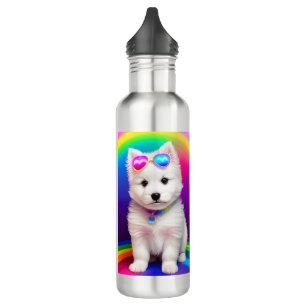 Cute Rainbow Puppy Personalized Stainless Steel Water Bottle
