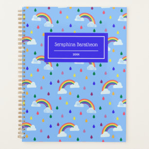Cute Rainbow Raindrops Pattern Personalized Planner