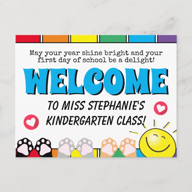 Cute Rainbow Shine Bright Welcome To Class Postcard (Front)