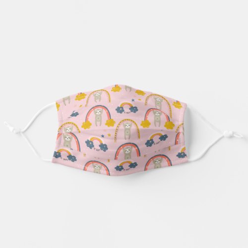 Cute Rainbow Sloth Pattern Adult Cloth Face Mask