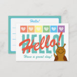 Cute Rainbow Snail Hello Lined Mini  Note Card