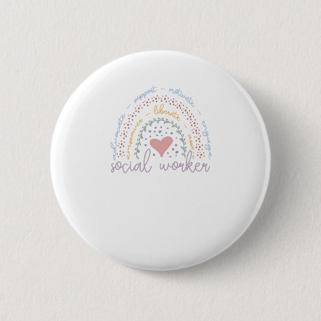 Cute Rainbow Social Worker Button (Front)