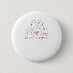 Cute Rainbow Social Worker Button